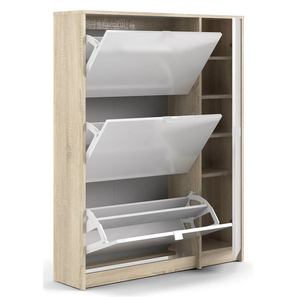 in & High 2 Allora with Gloss Drawer Oak-White 3 Cabinet Shoe Layers Door