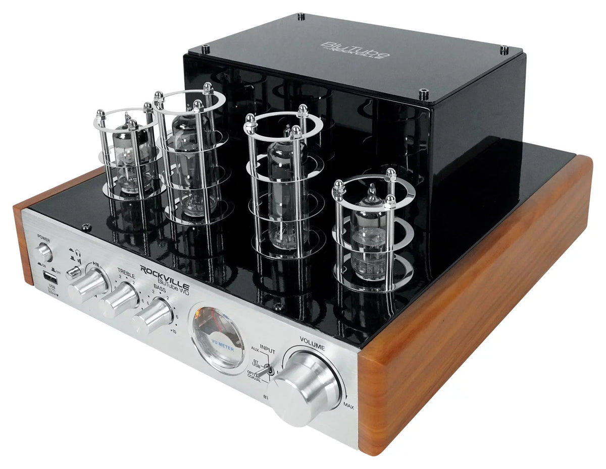 Rockville Amplifier/Home + Receiver Tower (2) BluTube WD Bluetooth Tube Speakers