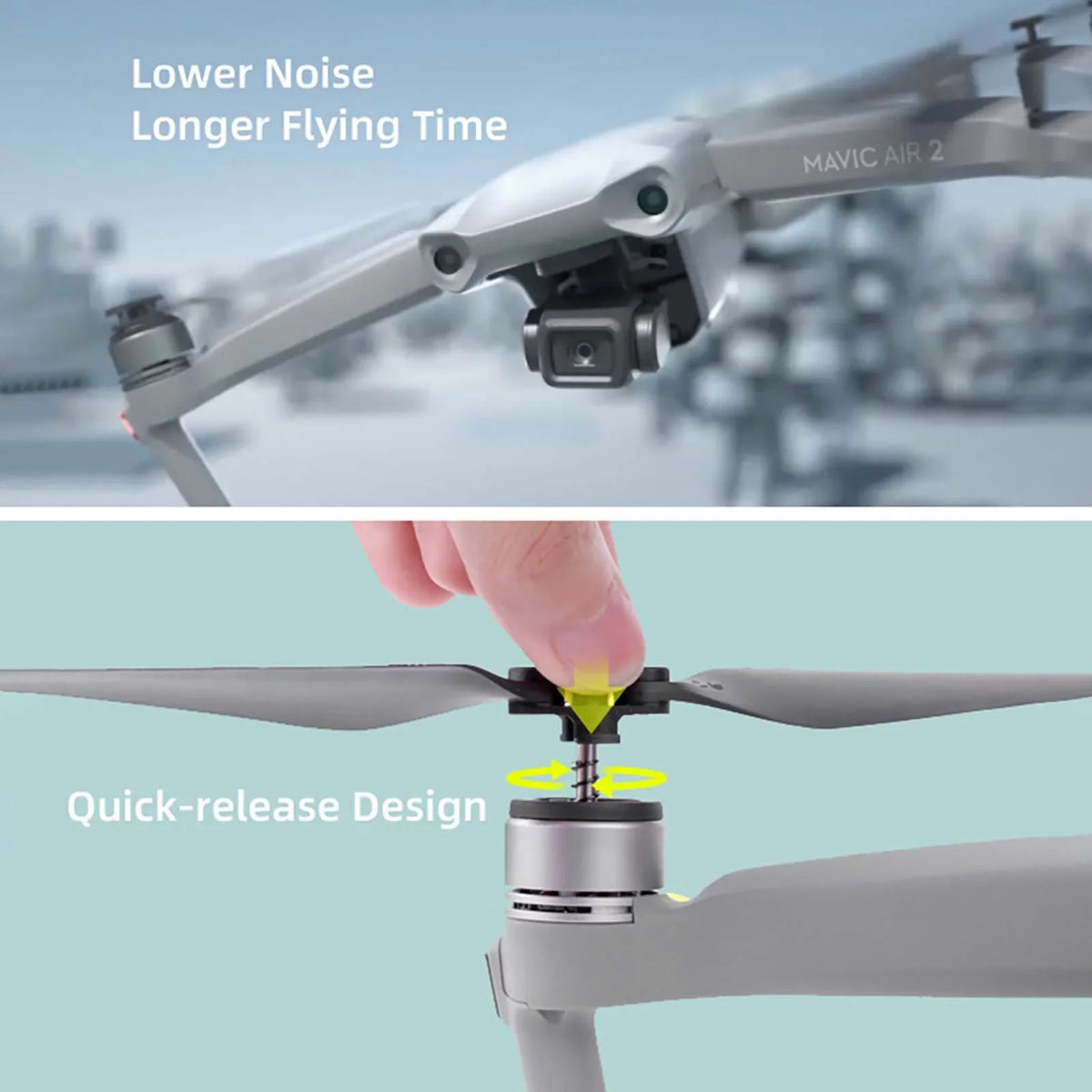 Disassemble for 4pcs Install 2 Carevas MAVIC Low Propeller Replacement Easy Noise to AIR with Drone
