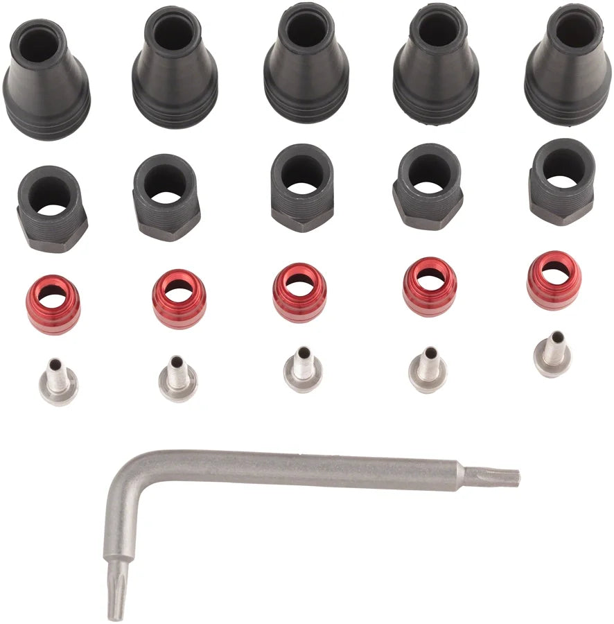 Boots, 5 Comp Compression 2-Pc 5 Kit Threaded Red Red/Force - Hose SRAM Nuts, Fitting AXS Brake Disc Barbs, Hose 5