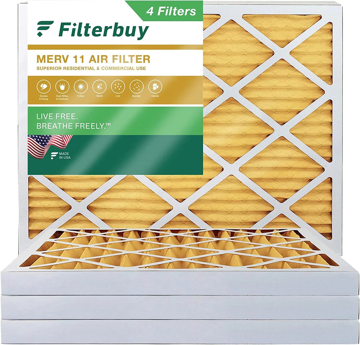Air Pleated (4-Pack) 12x18x2 Furnace AC MERV 11 Filters Filterbuy HVAC