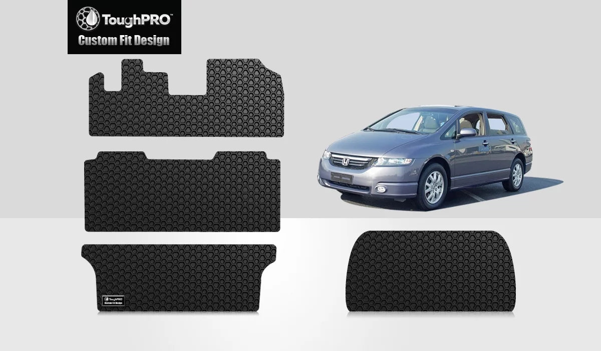 Weather Compatible Full Duty (Made - Rubber Heavy Set - Odyssey Cargo Mats ToughPRO HONDA - Black - 2001 with in USA) with All