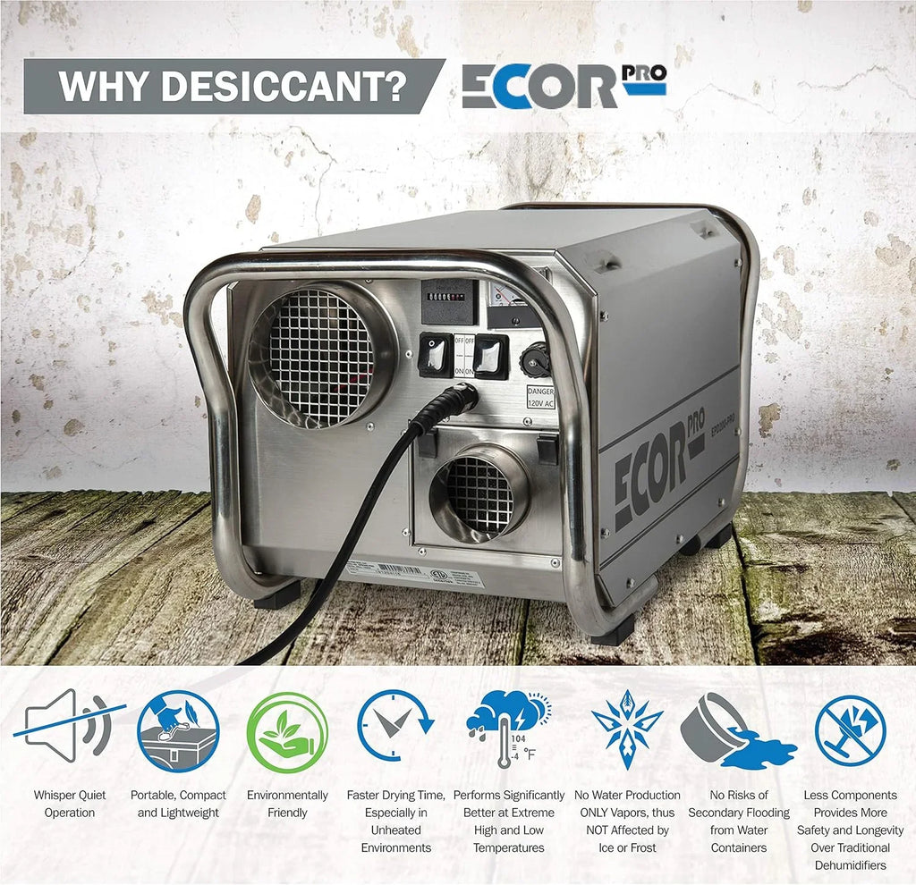 Pro 115V Desiccant Amps 95 1400 Hole Dehumidifier Steel 11.7 Ecor 4 System Watt