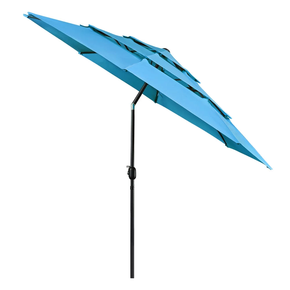 with Umbrella 8 Stand, lb Ribs+ 26.5 10ft 18'' Sky Blue Outdoor Patio Sturdy Base Yaheetech
