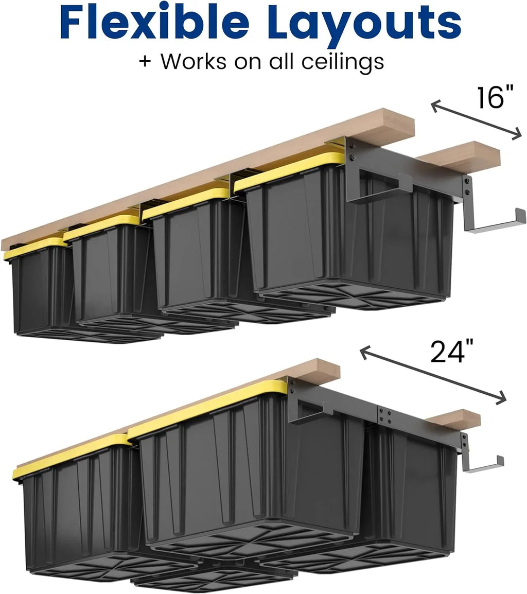 LIHONG Ceiling Garage Storage Hooks Storage Rack, Most Racks, Tote 4 System, Bins, Bin Supports Adjustable Organization Sets, Rails, Overhead 2 Storage