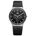 Dial Watch Men's Quartz Danish Titanium Leather IQ13Q994 Black Design Day/Date