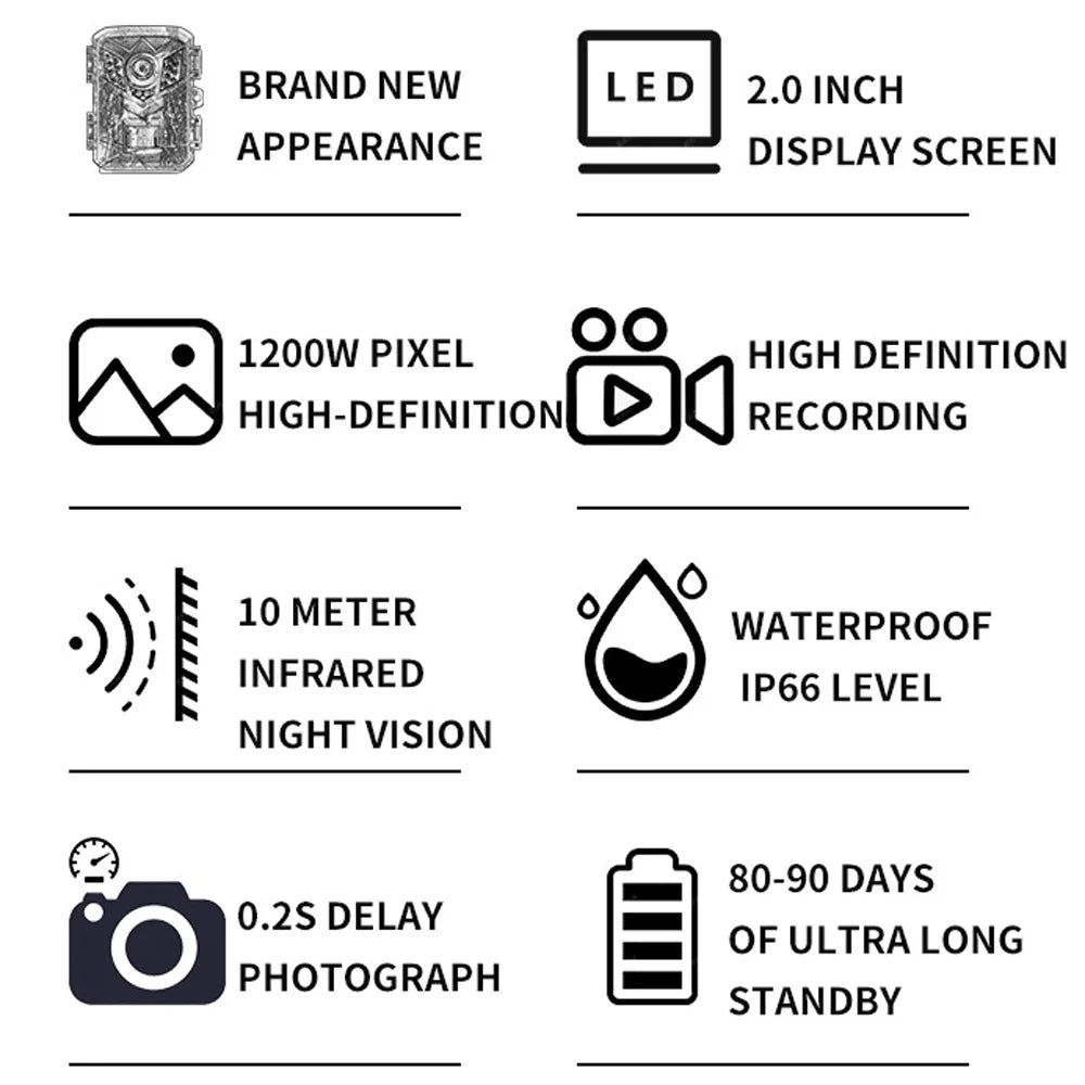 2.0inch 1080P Animal Use Sport Display TFT TFT Camera,Use Dual TFT Shinysix 2.0inch Camera Infrared Day Dual 2.0inch Display Video Camera Waterproof Camera IP66 Day Video Observation Infrared Camera