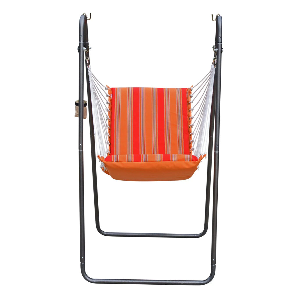 Stand Hammock Acrylic Soft Collection 64" and Orange with The Hamptons Comfort Red Chair