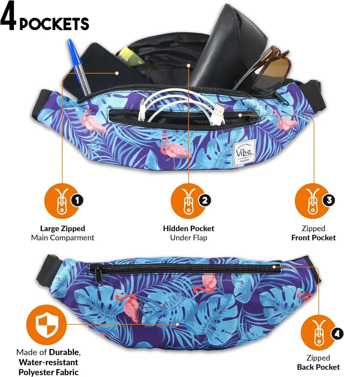 Holographic Fanny Women Men Festival Cute Silver Waist - Bag Hiking Running Vibe - Rave Prints for Black Cycling Festival for Many Pack Gear Gold