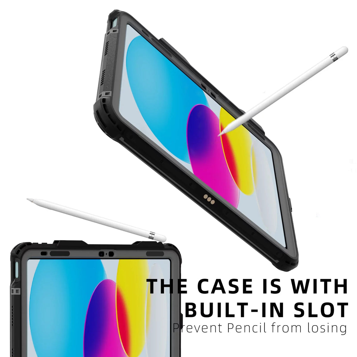 iPad Shockproof 10.9" with Screen Carrying Kickstand Protective Genetation Swivel Waterproof for Pencil Protector Case Dustproof (2022) Rugged K-Lion 10th Case Bracket Holder IP68 Underwater Strap