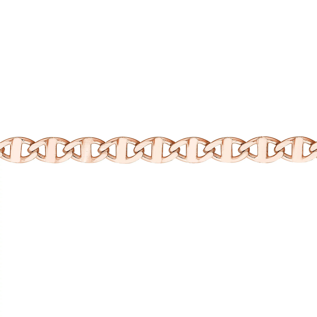 Flat Anklet 9"-10" Rose 14K Mariner Adjustable Link 2.20mm Gold Women's