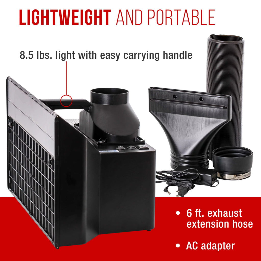 Dual Lights, Kit LED Portable, Fan, Hose Spray to Exhaust Airbrush (Extends Booth Hobby 5.6 up with Extension Feet)