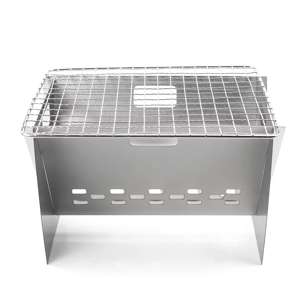 Camping Plate, Radirus Wood Outdoor and Burning BBQs Cooking Cooking Perfect for Folding with Steel Stove, Stainless Portable Stove Grill