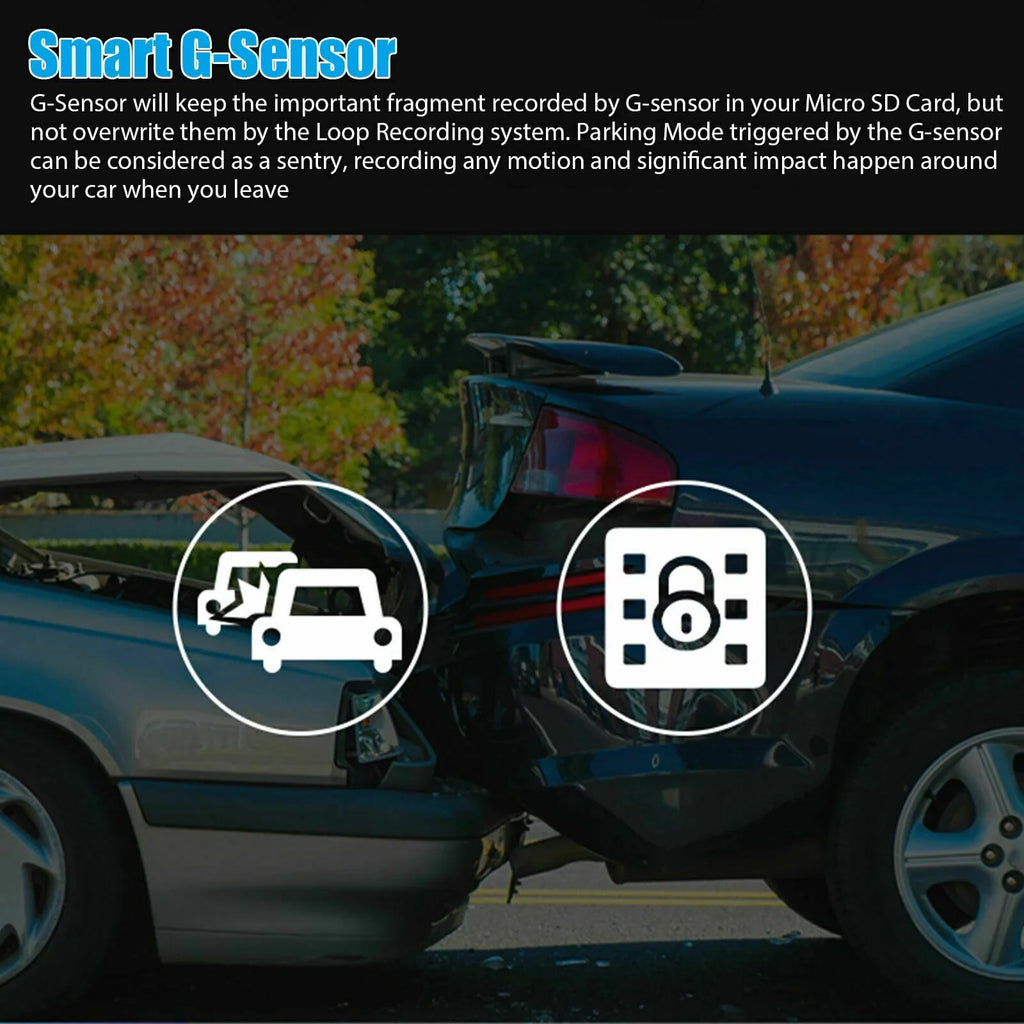 170° and Rear NIFFPD with Car Recorder Lens Camera Camera FHD Dual 4" Front DVR 1080P G-Sensor Dashboard,
