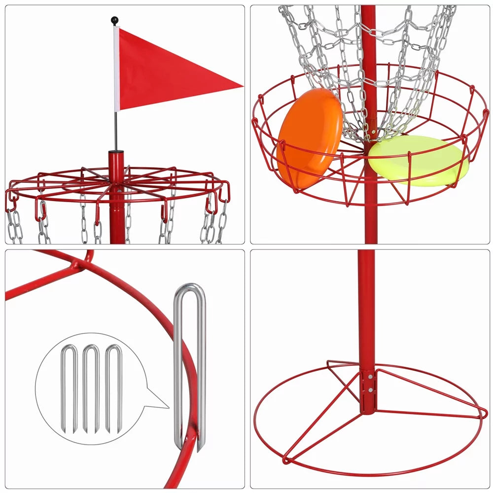 Golf Baske, 12-Chain Red Easyfashion Disc Metal