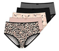 Delta 5-Pack Women's Peach - Stretch 9 Solids Whip Size - Leopard Colors Microfiber - Panties Burke Geometric Brief