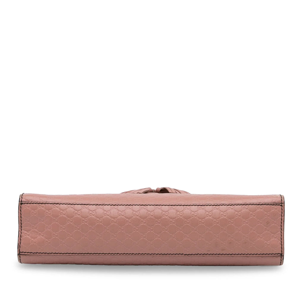 Authenticated Leather Calf Gucci Bag Shoulder Emily Pre-Owned (Good) Pink Medium Microguccissima Unisex