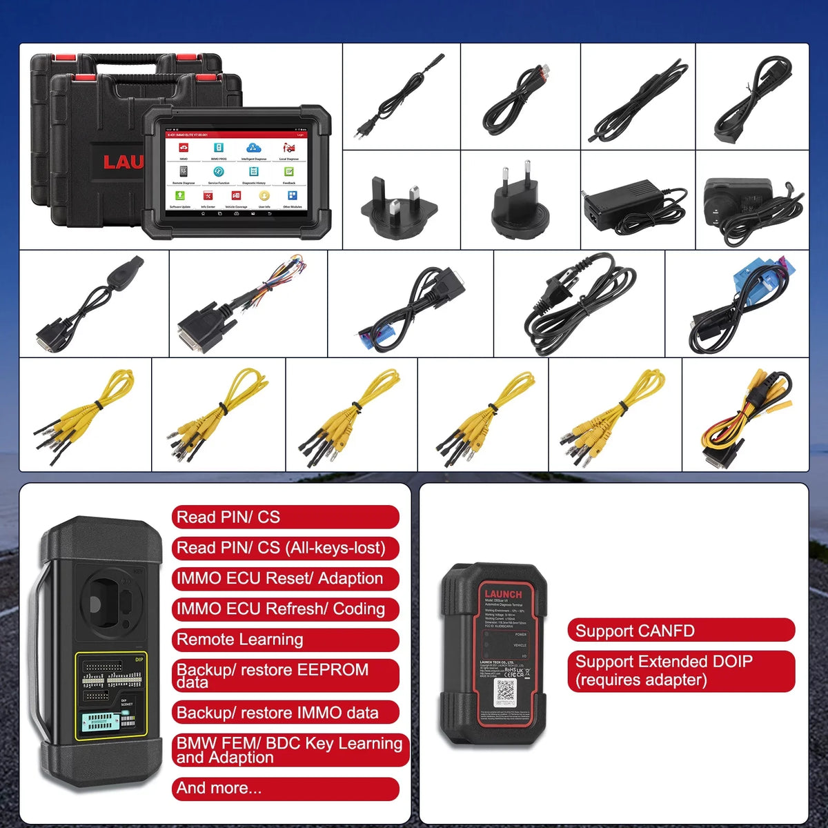 Key Diagnostic X431 2024 Programmer ,CANFD/DOIP,39+ XPROG-3 Systems ELITE Services Launch Newest Tool Car Scan IMMO with All