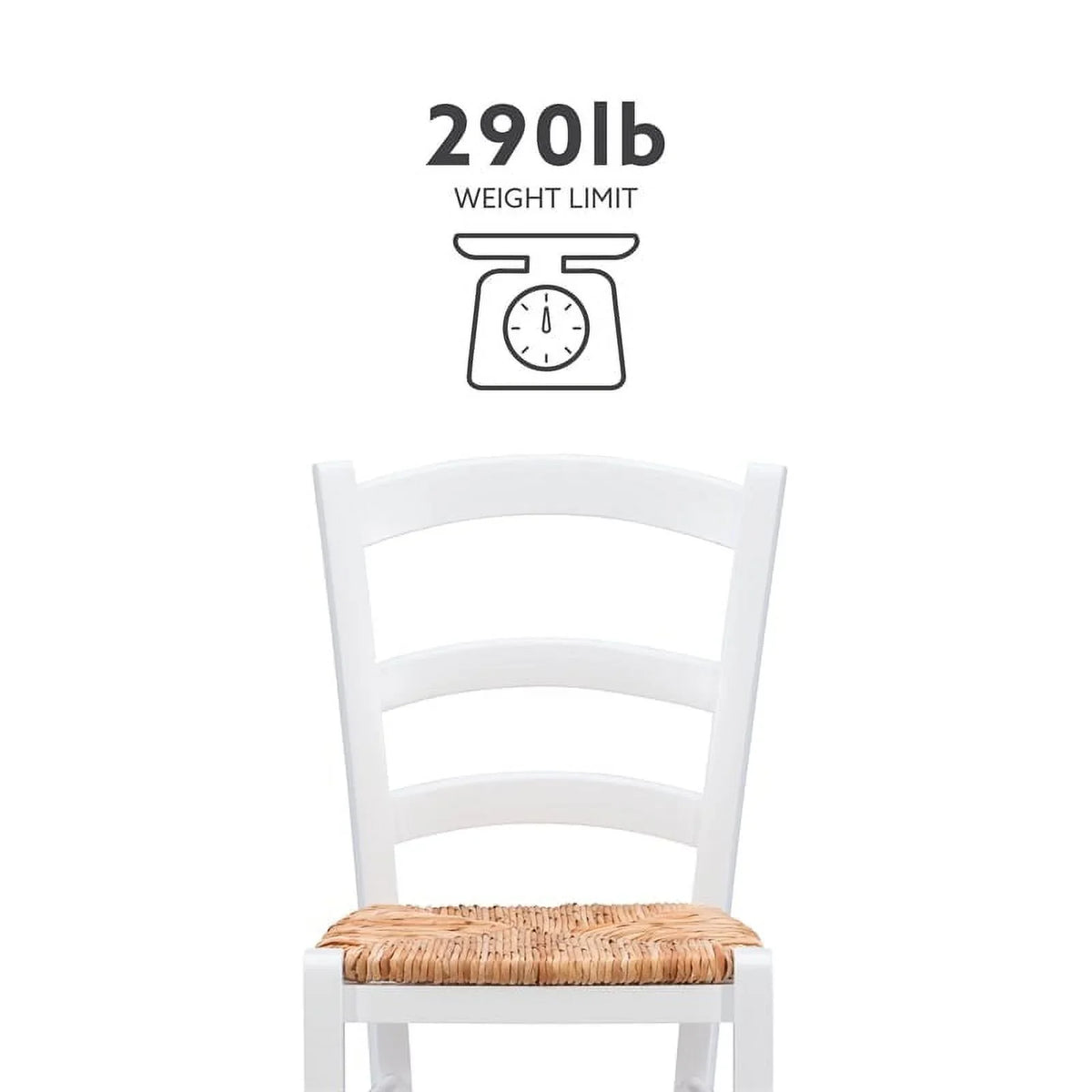 Linon White Karsyn Set Side Rush in Chairs Back of Seat Finish Two Ladder Wood