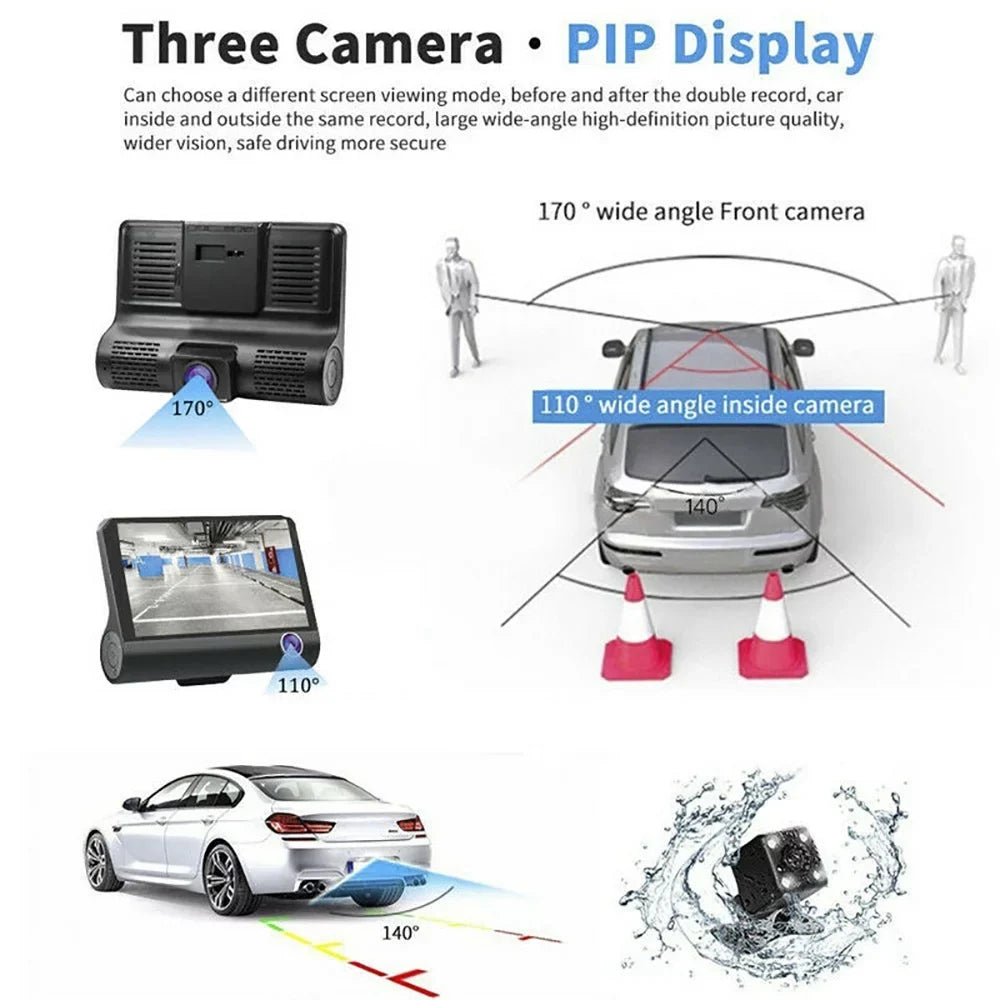 170° and Rear NIFFPD with Car Recorder Lens Camera Camera FHD Dual 4" Front DVR 1080P G-Sensor Dashboard,