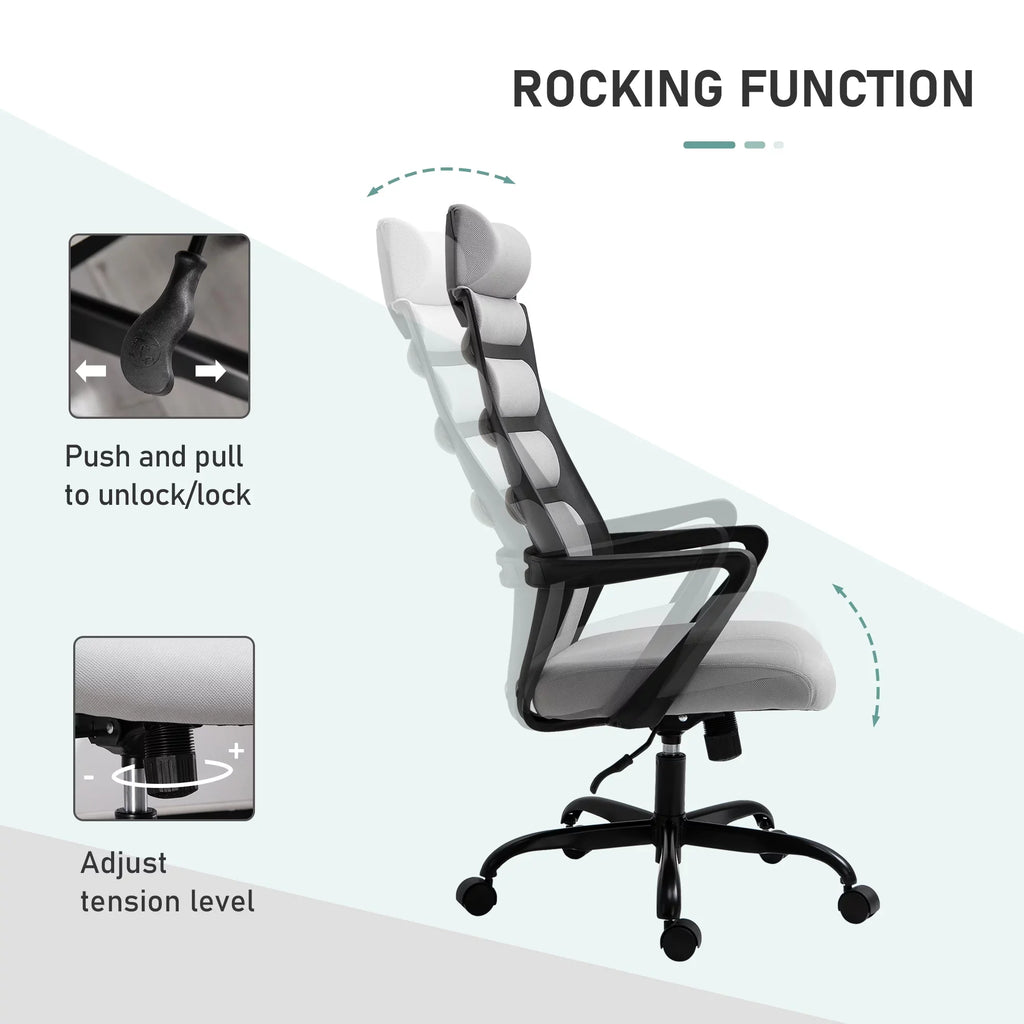 Height, 26.75 275 in Adjustable Executive Capacity, & lb. Chair Swivel Vinsetto Grey with