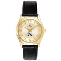 Akron Women's Steel with Bulova Band Leather Gold/Black Watch Stainless Zips