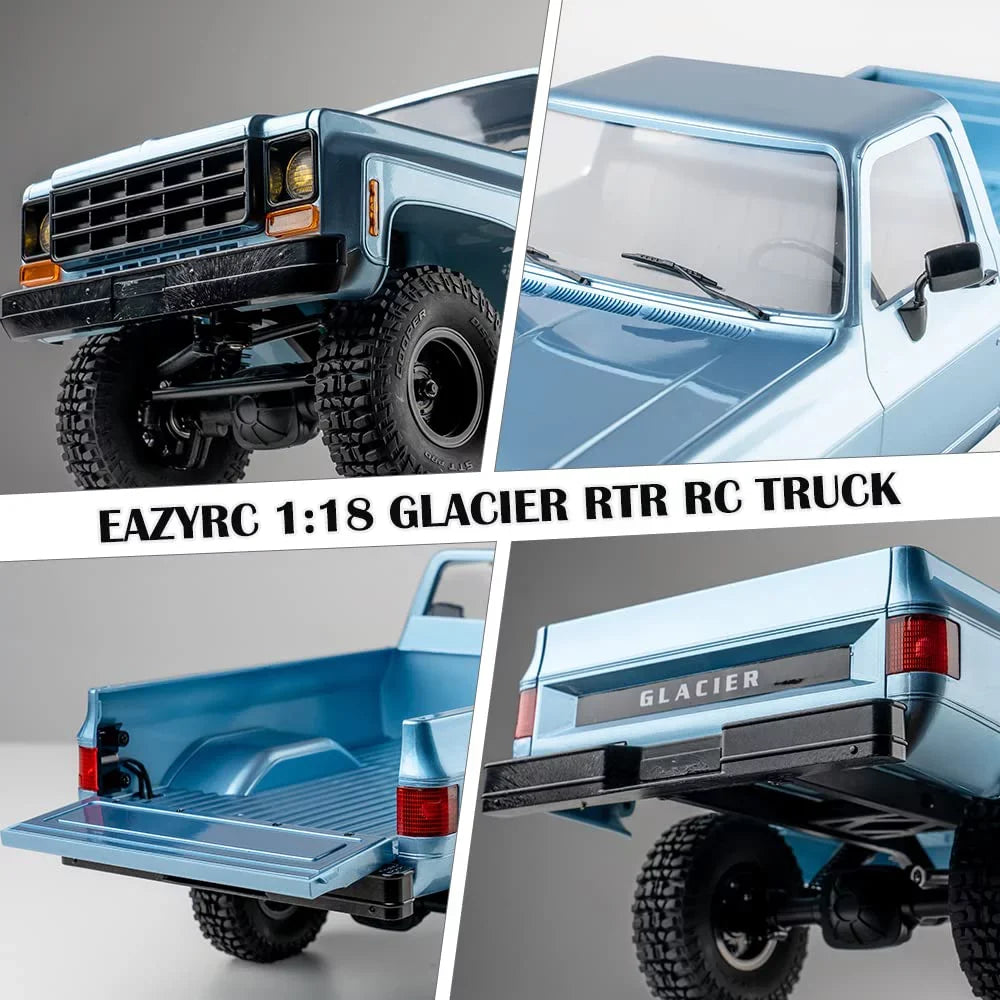 Eazyrc RTR Control with 4WD 2.4GHz Lights RC Remote Car Glacier Truck LED 1/18 RC Crawler