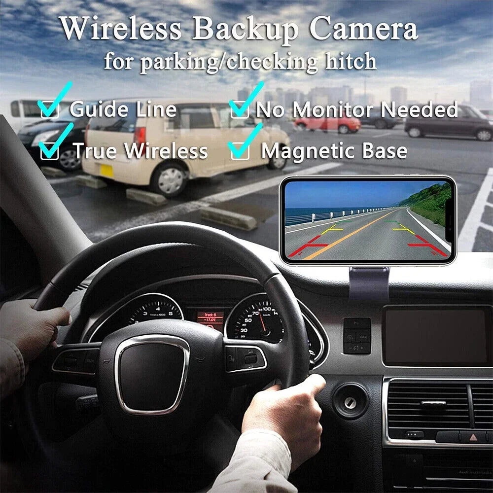 Front/Rear View Magnetic Camera, Camera JLLOM Backup Wireless Battery 9600mAh WiFi