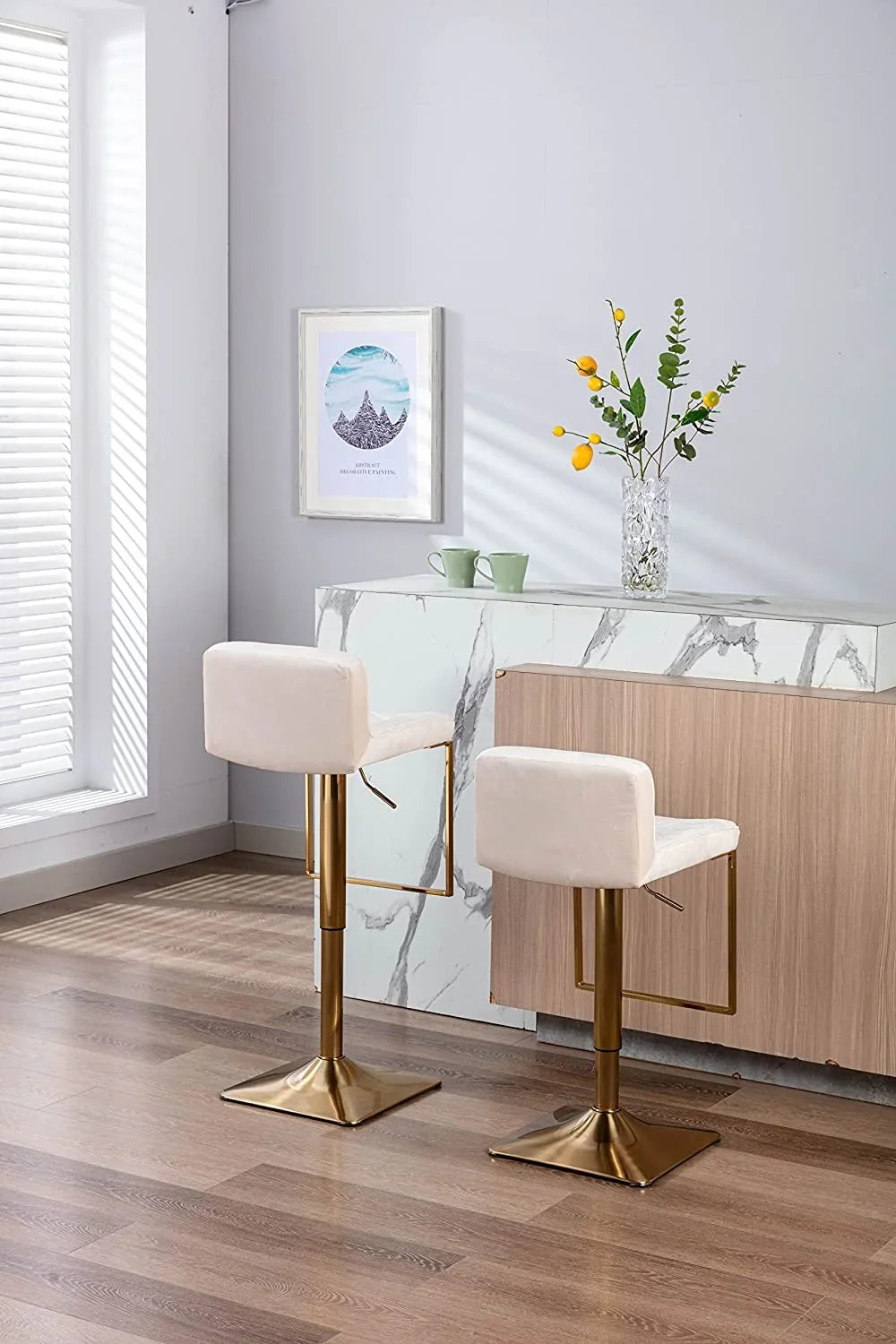 de Stools Adjustable barra sillas Barstools Chairs Modern Island xrboomlife Height of Velvet para cocina (Ivory Set Counter Stools Swivel Gold Height for Chair Kitchen Stools Island