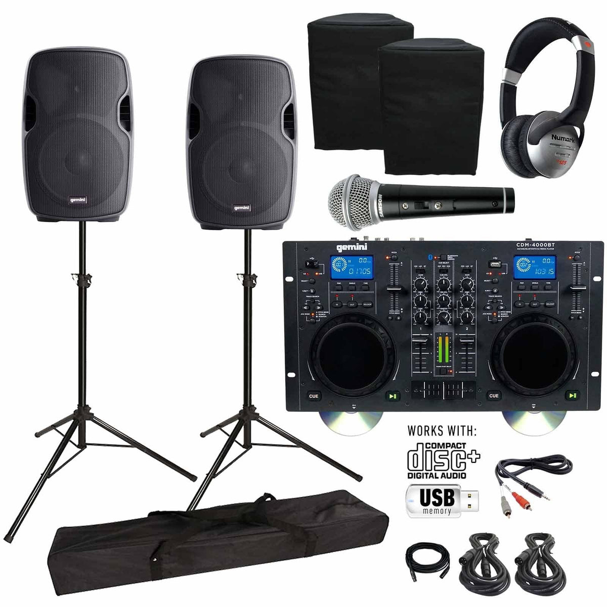 with Media AS-1500P Player Woofers & Speaker Package Active Bluetooth CD/MP3/USB Gemini DJ CDM-4000BT 15"