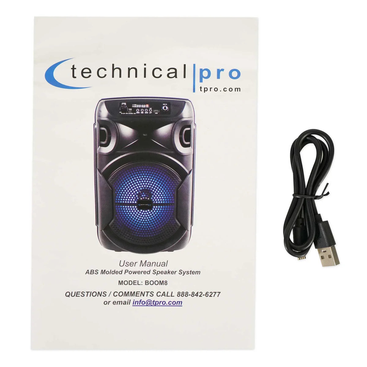 Speakers Wireless BOOM8 w/Bluetooth Portable Pro (2) 8" Technical TWS Party LED