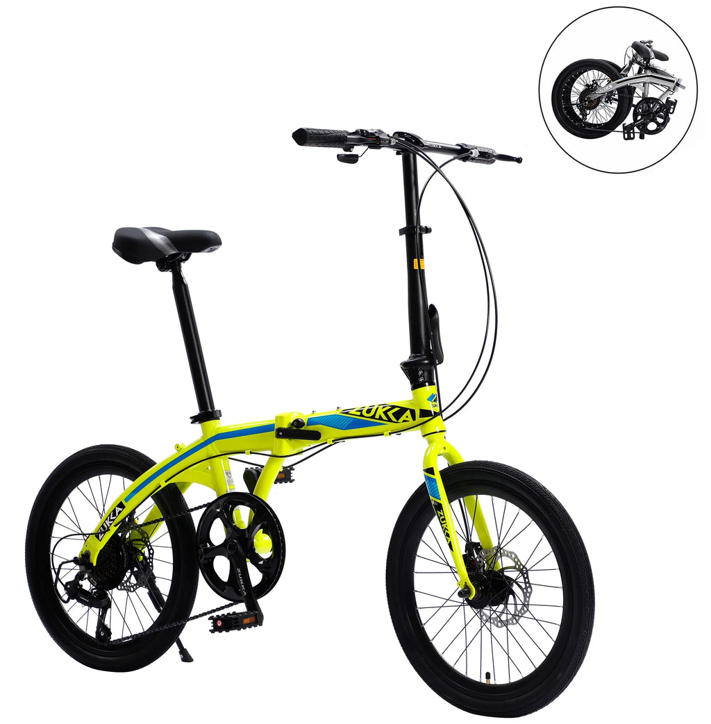 City Yellow Alloy Folding 8 Bike, Speed Aluminium Bike, 20" Frame,