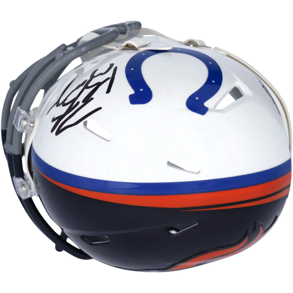 Denver Broncos on Fanatics Autographed Riddell Authentic Half Peyton & Denver Signature Speed & Colts Half Manning Helmet Certified Indianapolis - Mini Side -