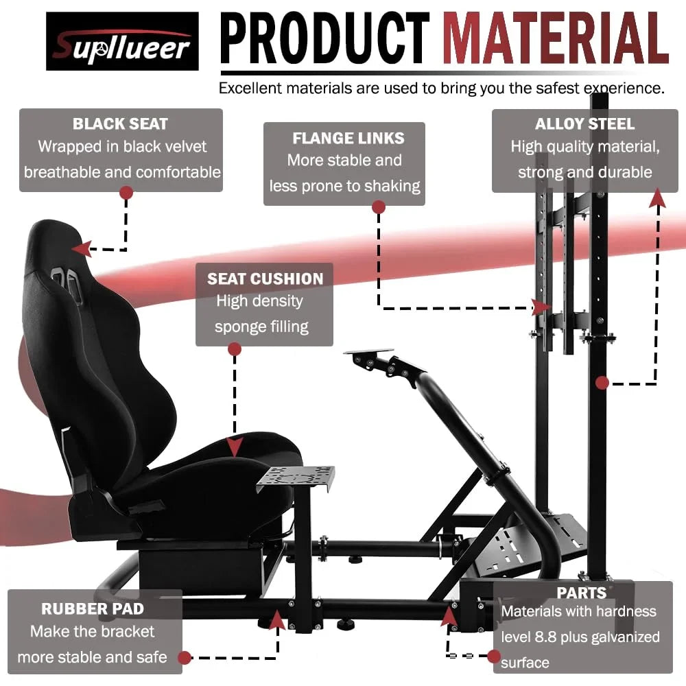 Fanatec Fit Racing Sim G920 Logitech Stand Cockpit TV & G923 with G29 Supllueer Thrustmaster Seat