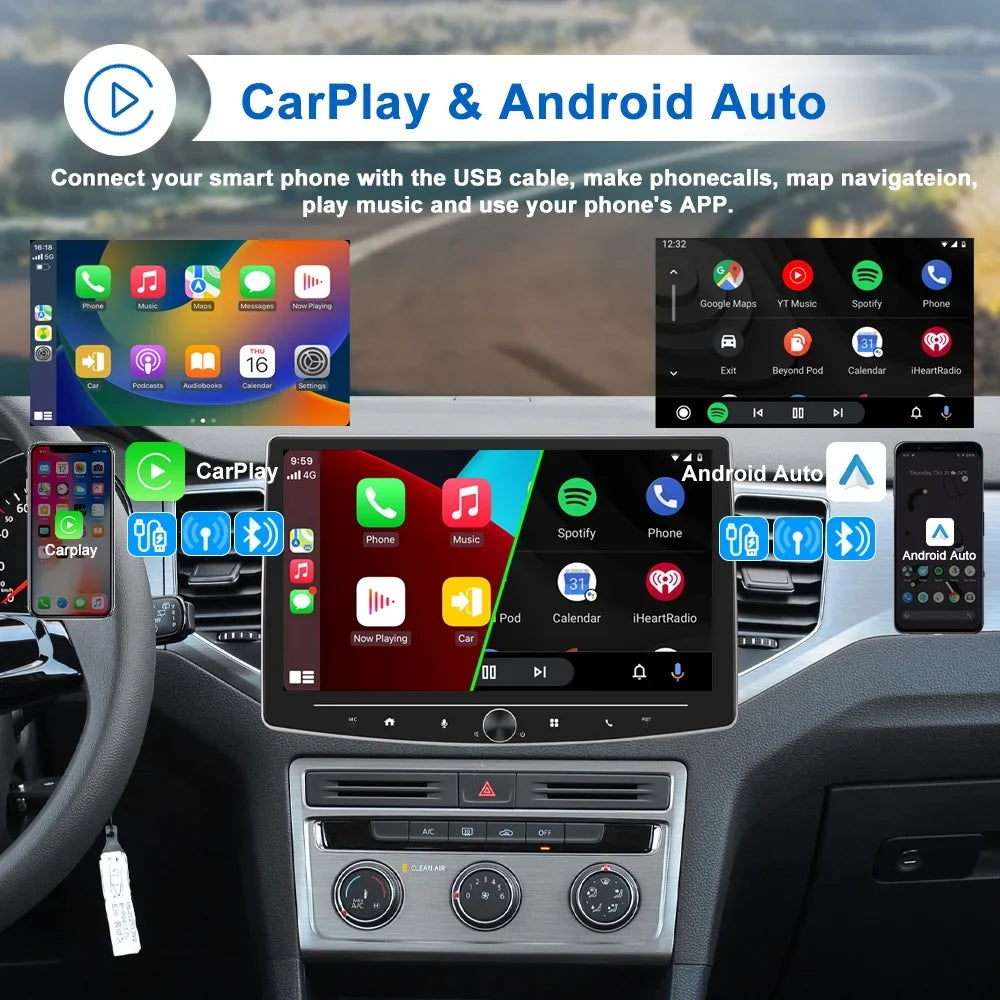 Mirror Screen 1 Touch 10 Apple Auto Receiver including Multimedia Player AHD Bluetooth Stereo Carplay Camera with Single Android FM Car USB HD Reversing USB Audio Inch Link Radio Din