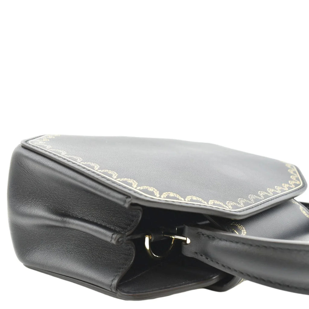 CARTIER Black Calfskin Guirlande Top Mini Pre-owned Handle Leather Satchel Bag