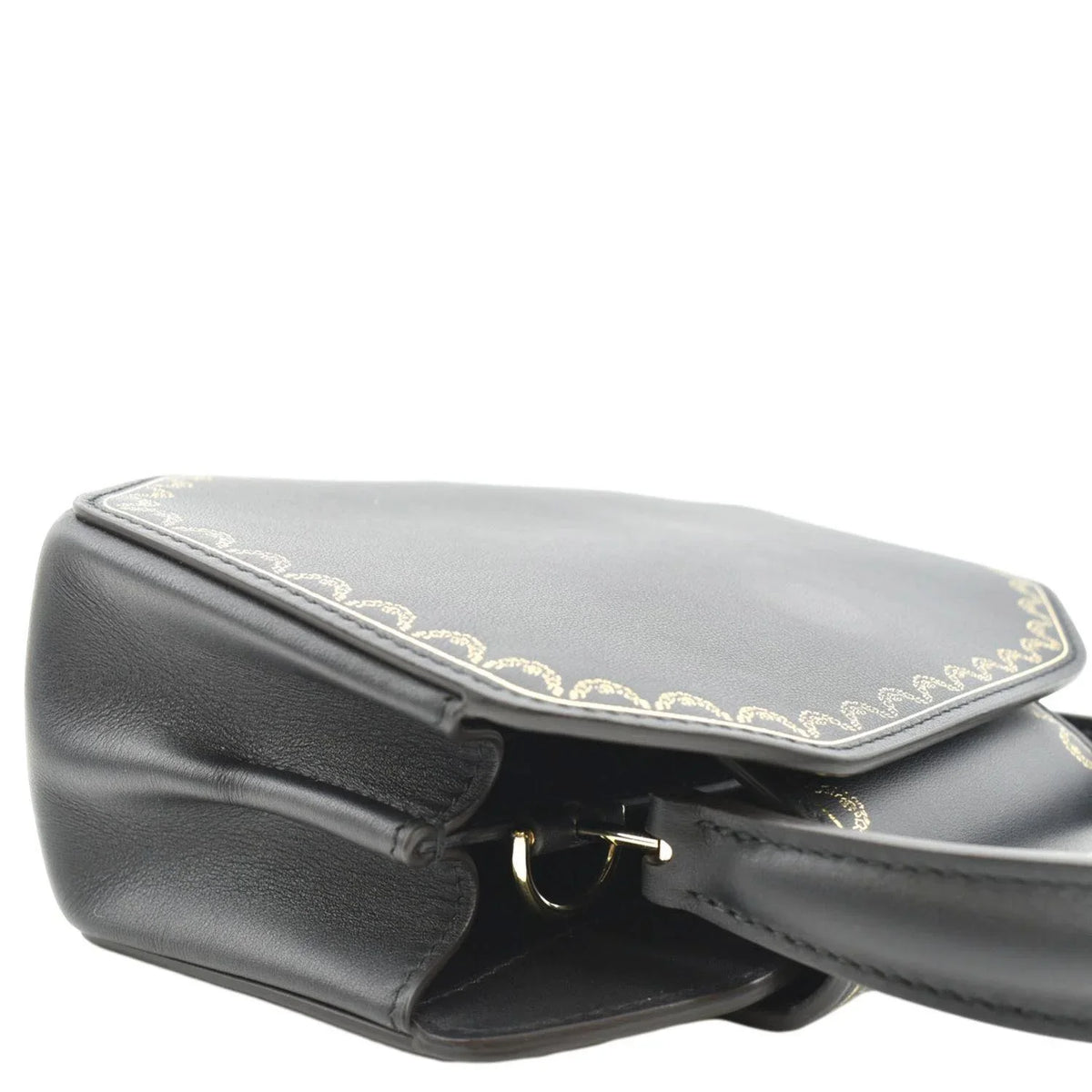 CARTIER Black Calfskin Guirlande Top Mini Pre-owned Handle Leather Satchel Bag