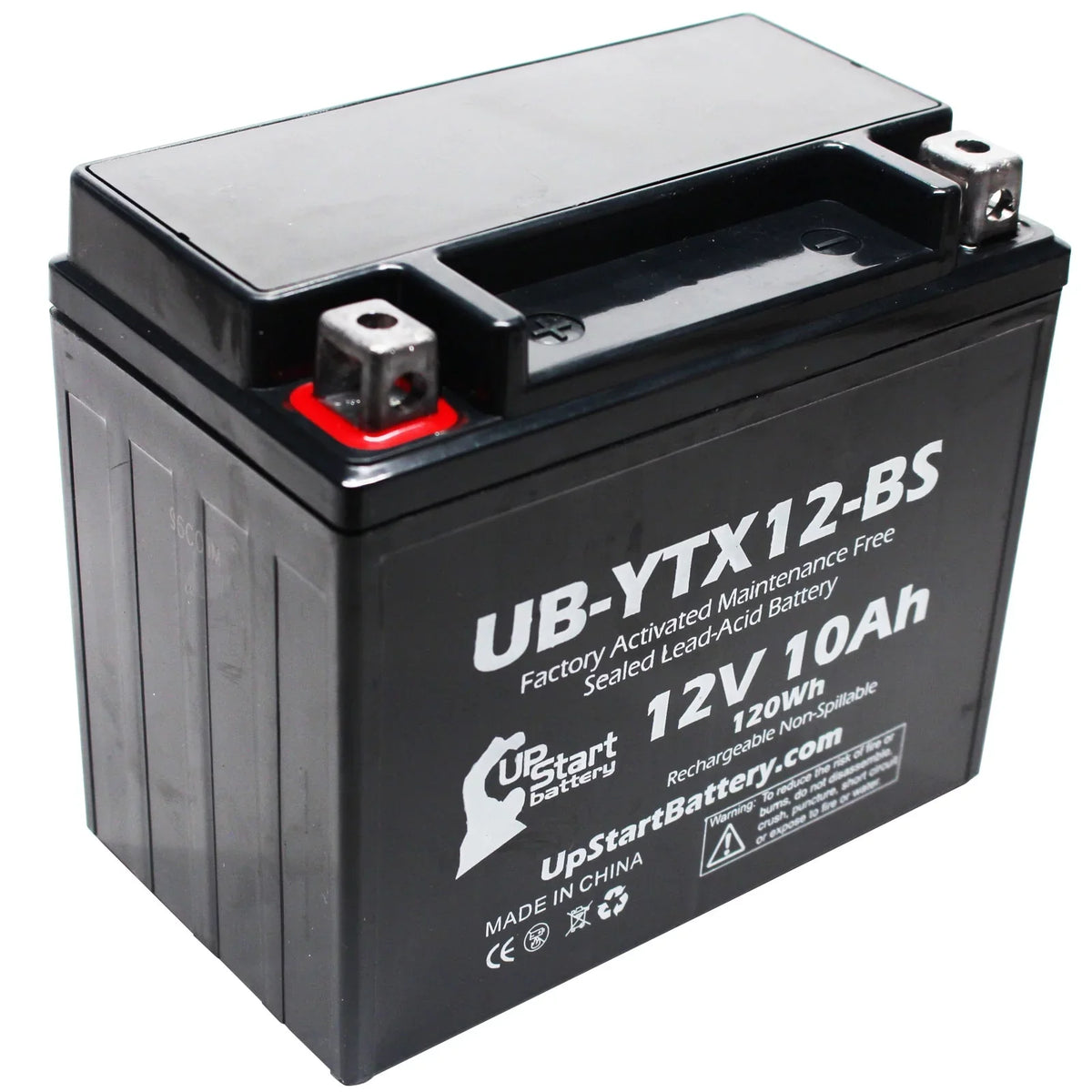 CC Battery Motorcycle 12V, Maintenance - for UB-YTX12-BS 10Ah, GSX-R1000 Free, 4-Pack 1000 UpStart Factory Suzuki 2004 Activated, Replacement Battery