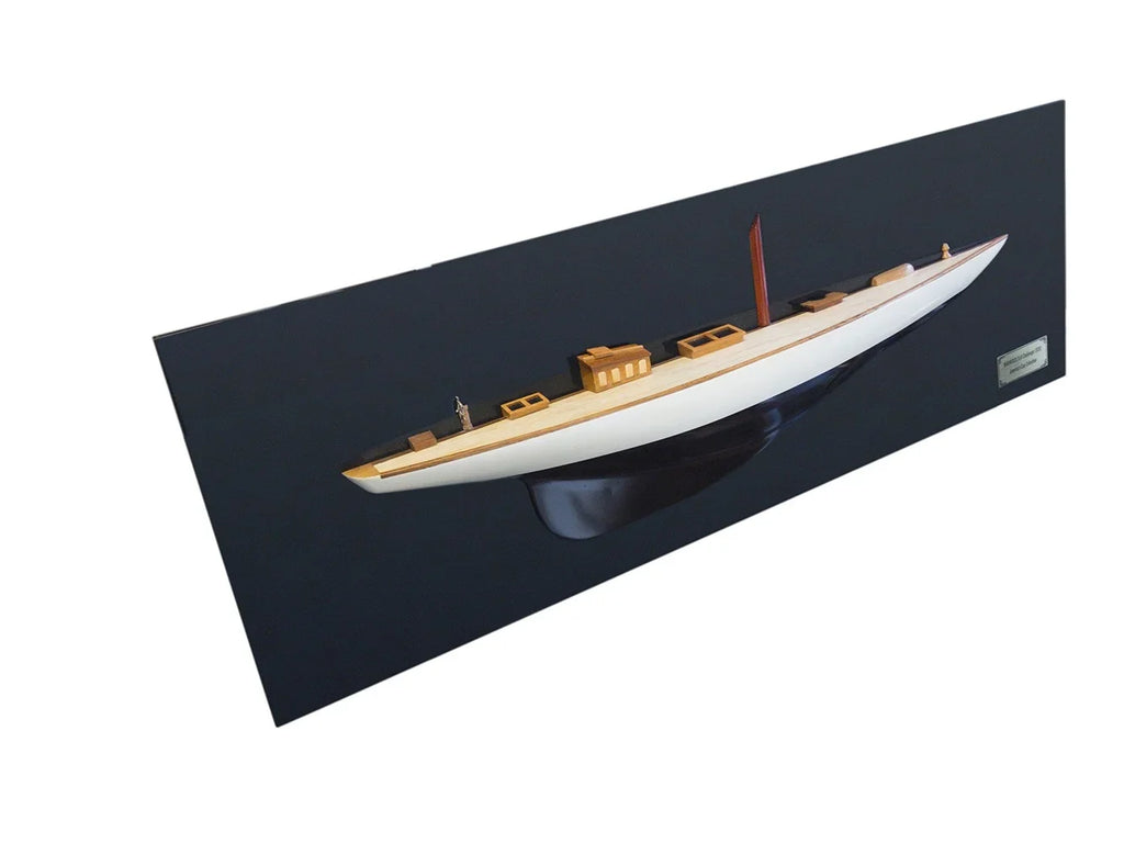 Yacht Half-Hull Boat, Shamrock in. HomeRoots Black Decorative Hand & White V 12 Boat Painted 401899