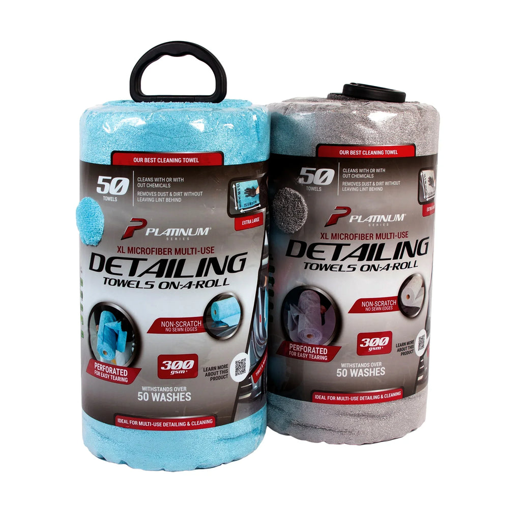 Multi-Purpose Platinum Cleaning, 50 Detailing XL Count Roll Microfiber Series Towels,
