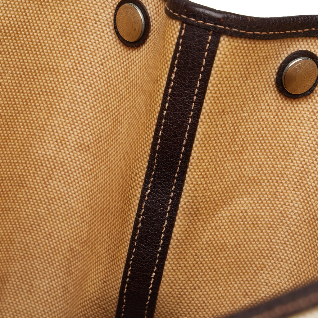 Hermès Fabric PM Garden Bag (Good) Brown Pre-Owned Party Authenticated Unisex Tote Canvas