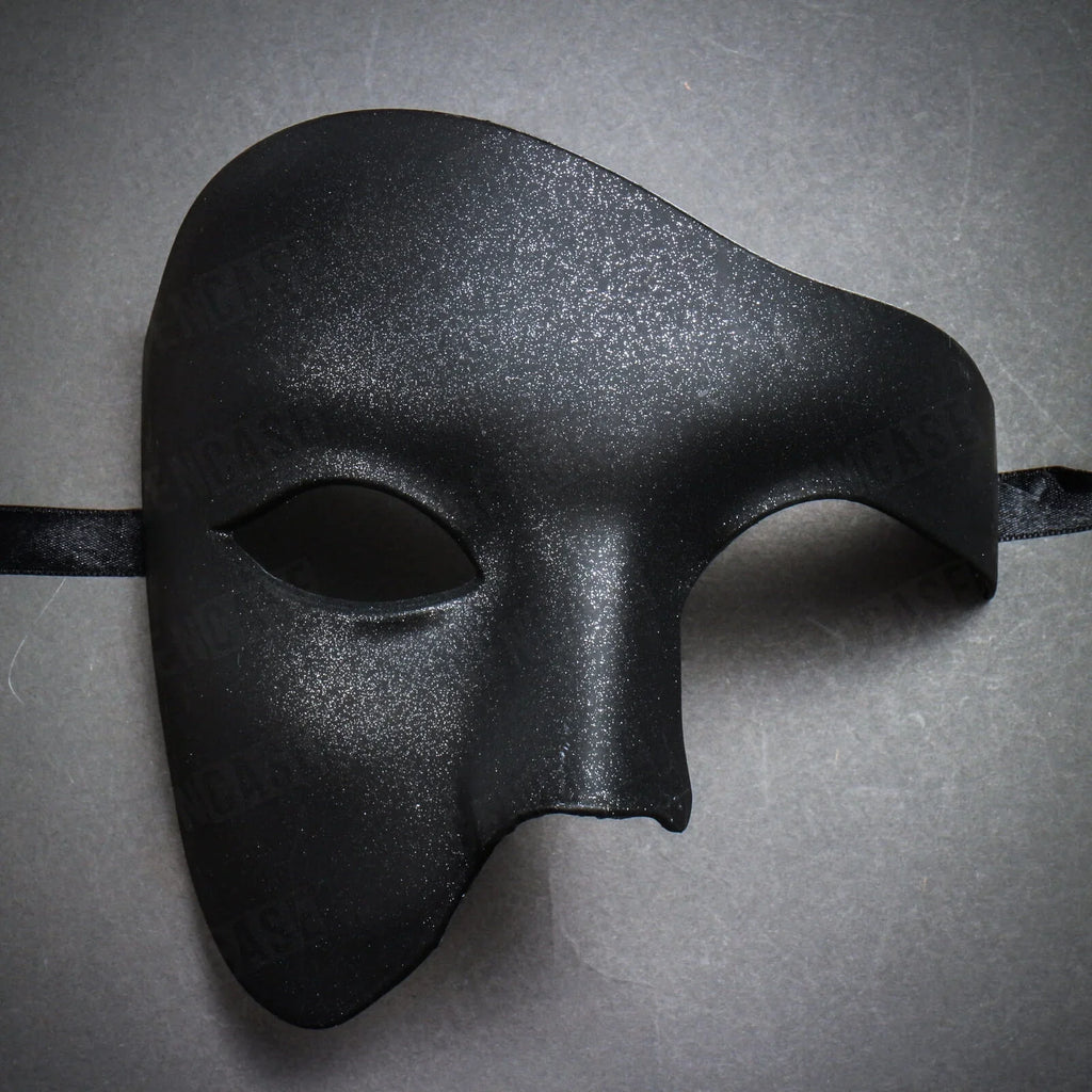 Vintage | Face Plain Phantom Venetian Half Halloween Masquerade Costume Mask Black