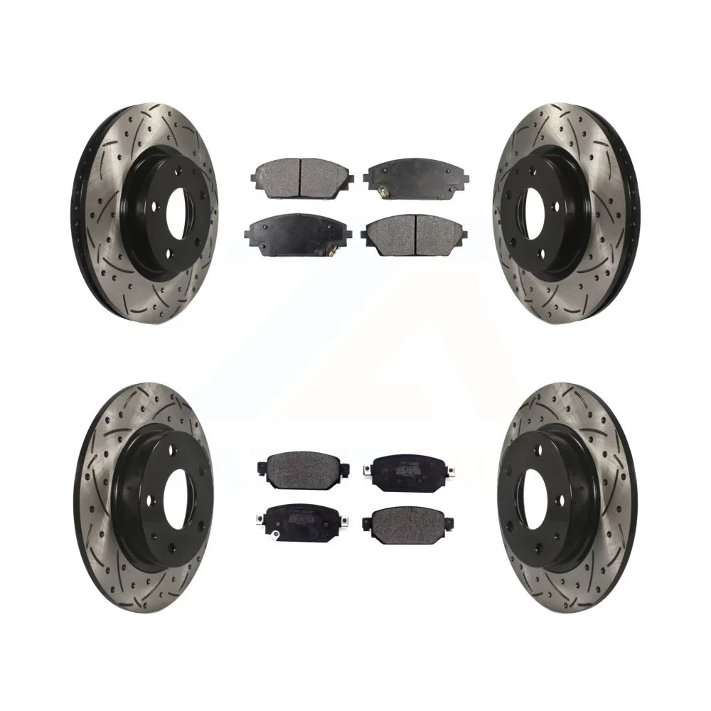 Drilled And Front Slotted Disc KDF-100589 CX-3 Rotors Auto Transit 2019-2021 Brake For Semi-Metallic Mazda Rear Kit Pads Coated - AWD