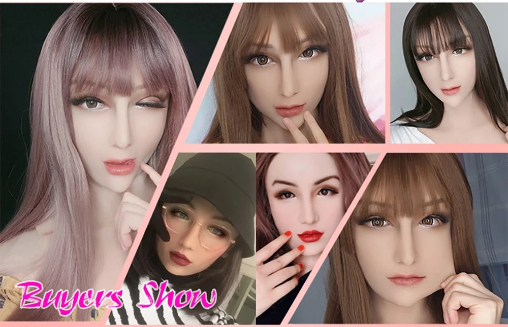 ROANYER Realistic Cosplay Mask Crossdresser Human Skin Silicone Face Female