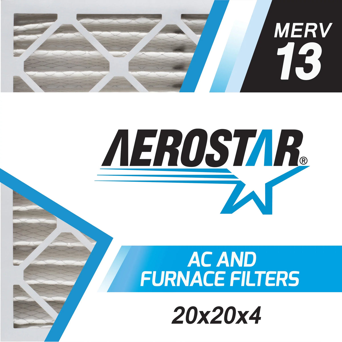 Pleated x 20 USA 13, Aerostar MERV Box 1, 20 Made Air Filter, of 4, 20x20x4 the in x