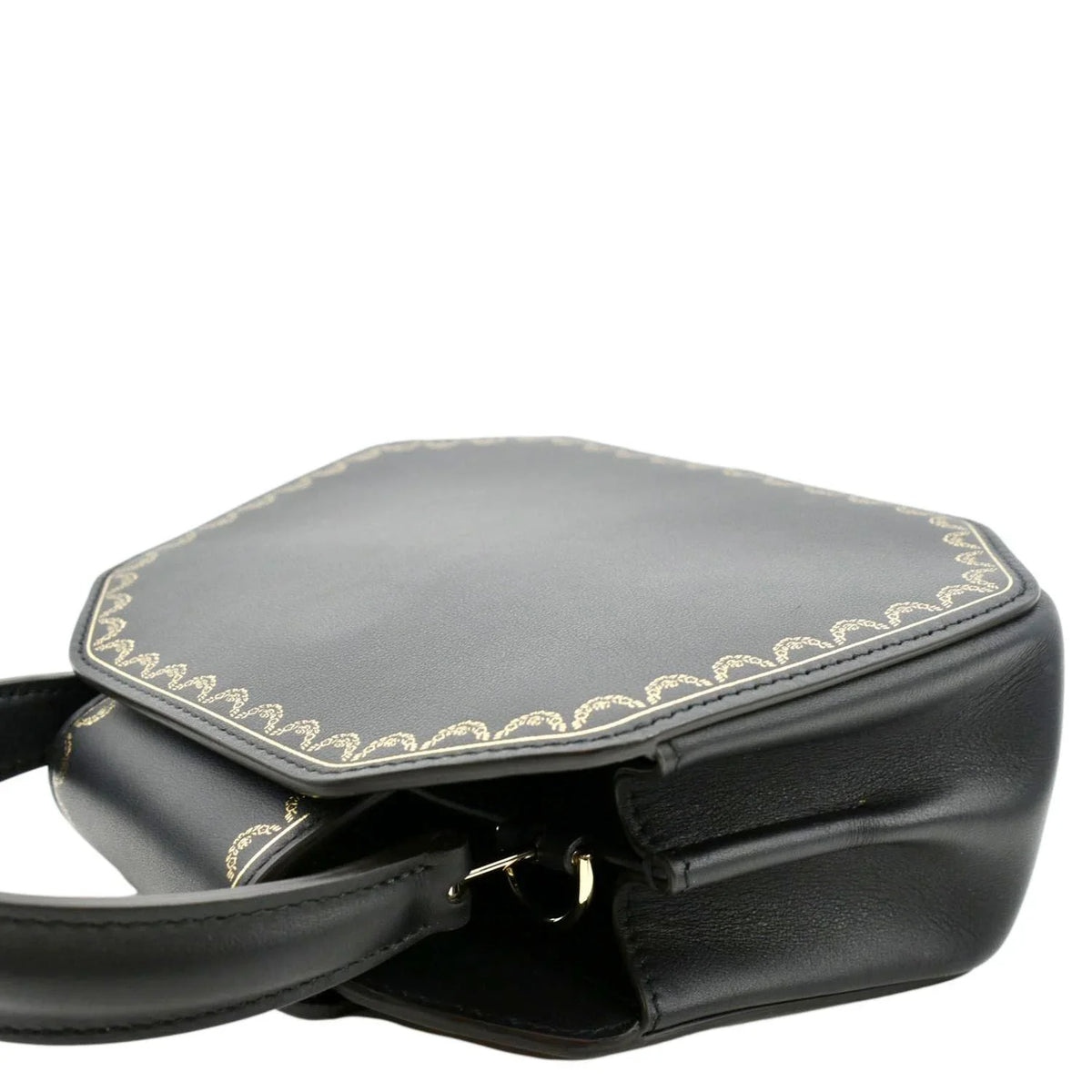 CARTIER Black Calfskin Guirlande Top Mini Pre-owned Handle Leather Satchel Bag