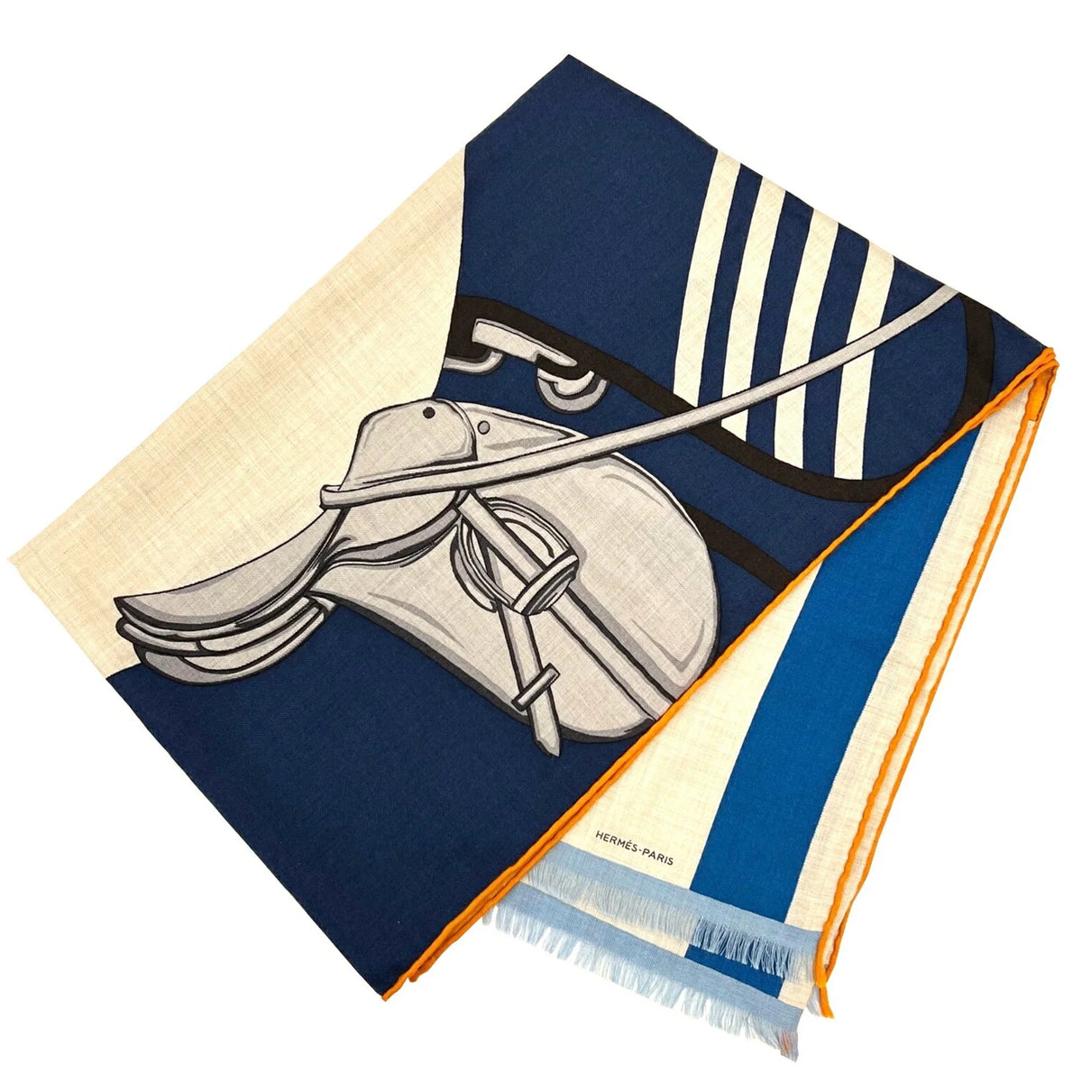 Hermes 2022 Cashmere New) Women's Spring/Summer Rectangle Stole Natural Silk Jaune HERMES Scarf Collection 22SS Marine (Like Pre-Owned Men's