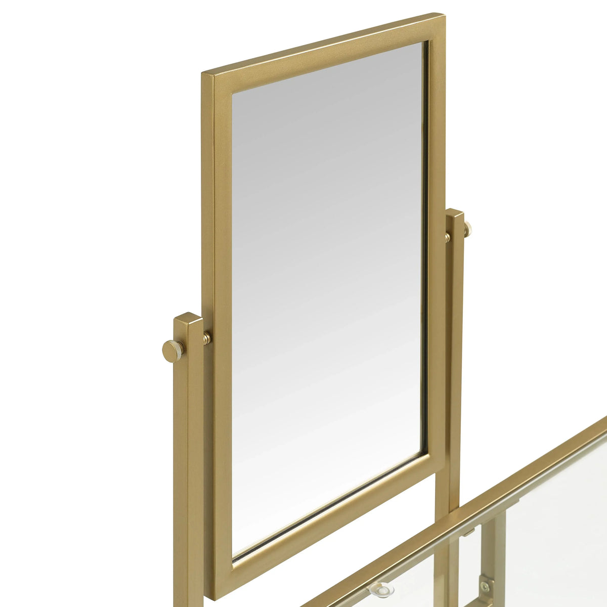 Furniture in Aimee Glass Tempered Crosley 2-Piece Vanity Desk/Mirror Soft Gold