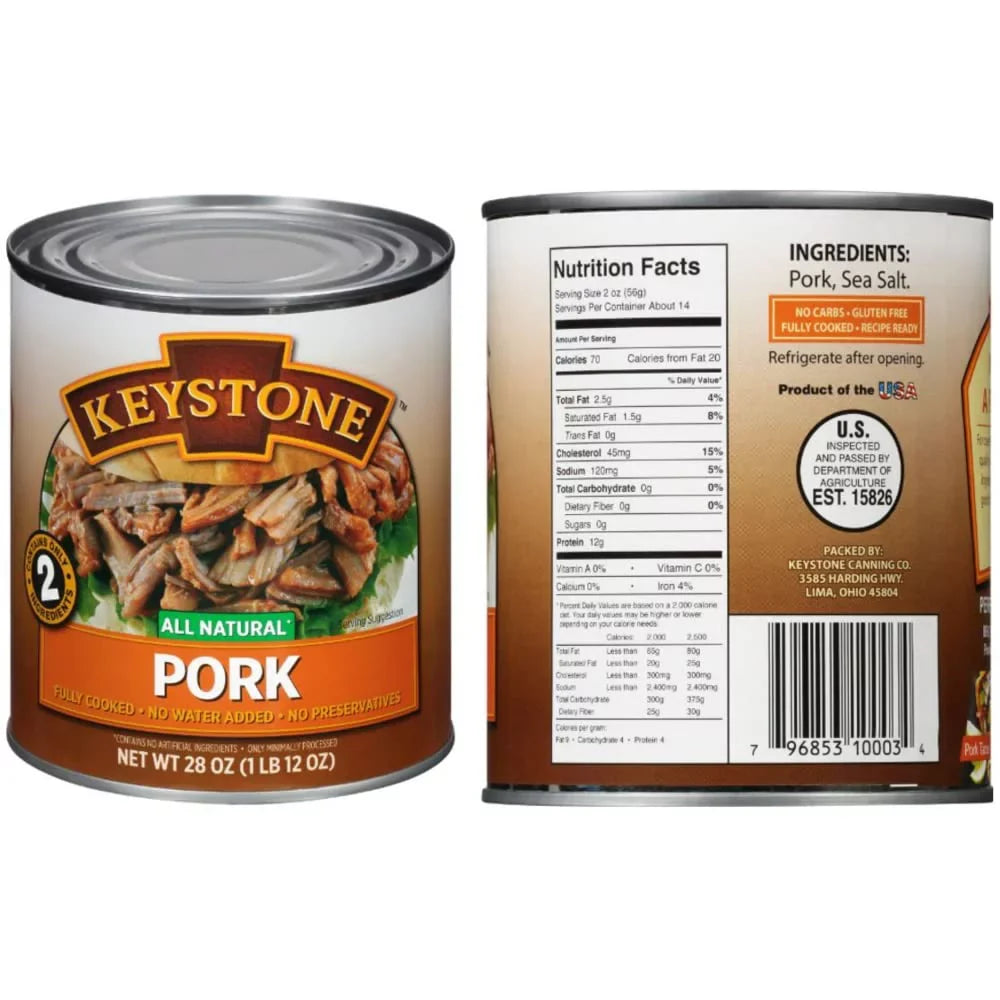 of Chicken Life 28oz Long Cans Combo Ready Food Keystone Survival ✅ Each) (9 Shelf eat Natural Cans 3 and Camping to Beef, Emergency - ✅ Pork All