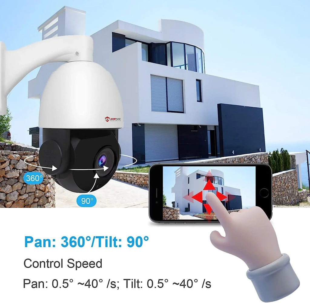 Detection, 8MP with Pan Optical Vision, IP66 Mic/Audio, Outdoor Zoom, IP IP Indoor 20X PTZ Metal, Camera Surveillance 360°/Tilt Person Security Camera 90°, PTZ Anpviz IR Night Vehicle PoE Waterproof